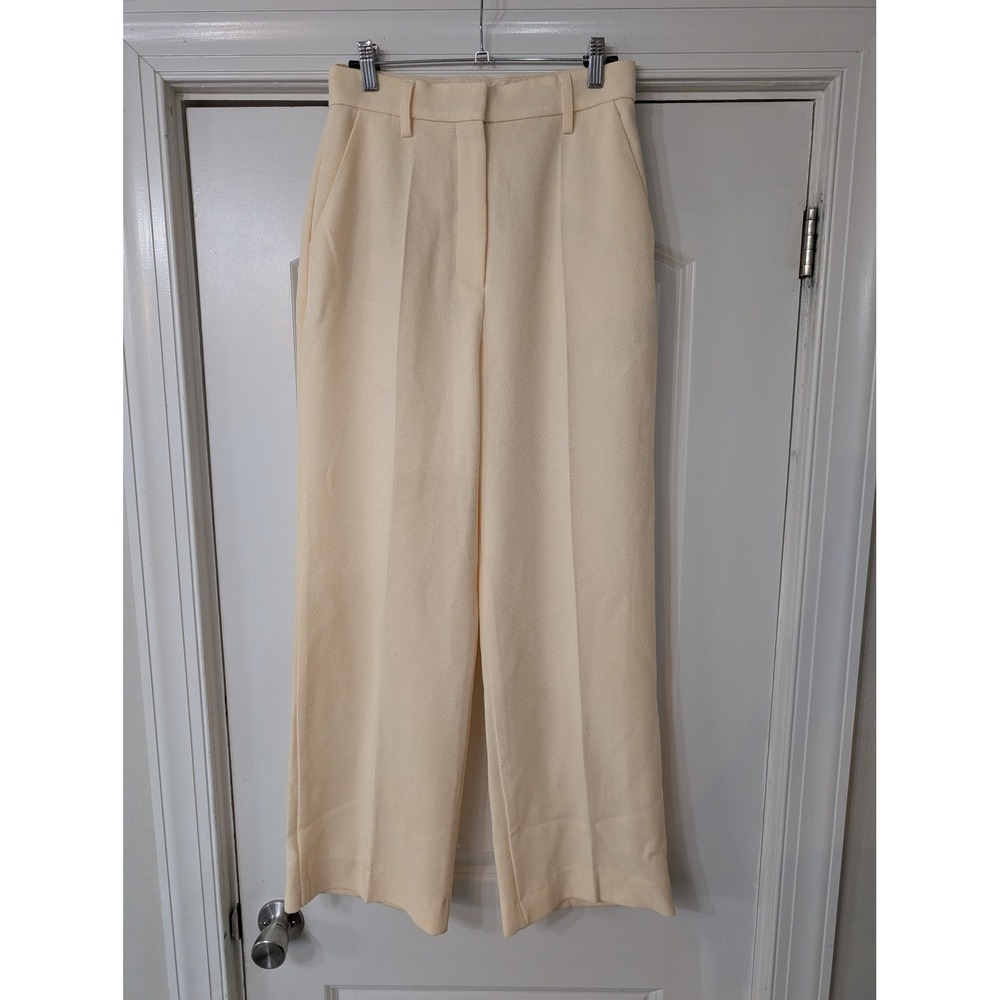 Nanushka High Waisted Wide Leg boucle Trousers size medium butter yellow Lanai